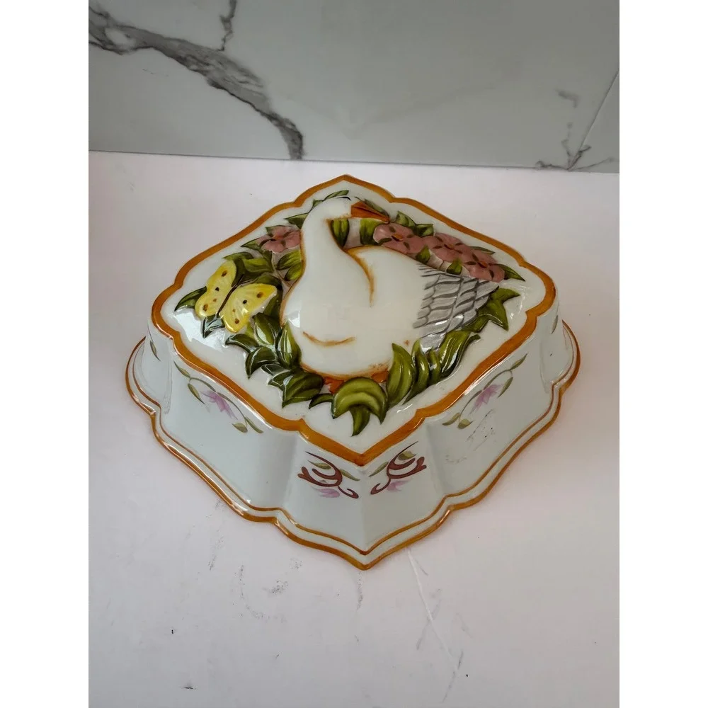 Franklin Mint Le Cordon Bleu 1986 Ceramic Goose Butterfly Wall Mold Decor